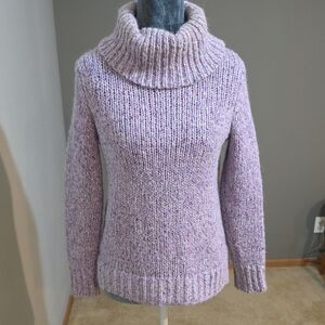 Talbots Petites Lavender Cowl Turtleneck Sweater SP Wool Mohair Silk Chunky Knit